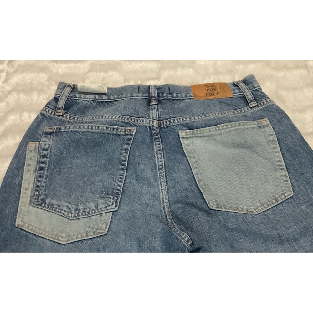 Free People We The Free Women's Size 28 Ripple Wide-Leg Pieced Cropped Jeans - Picture 11 of 16